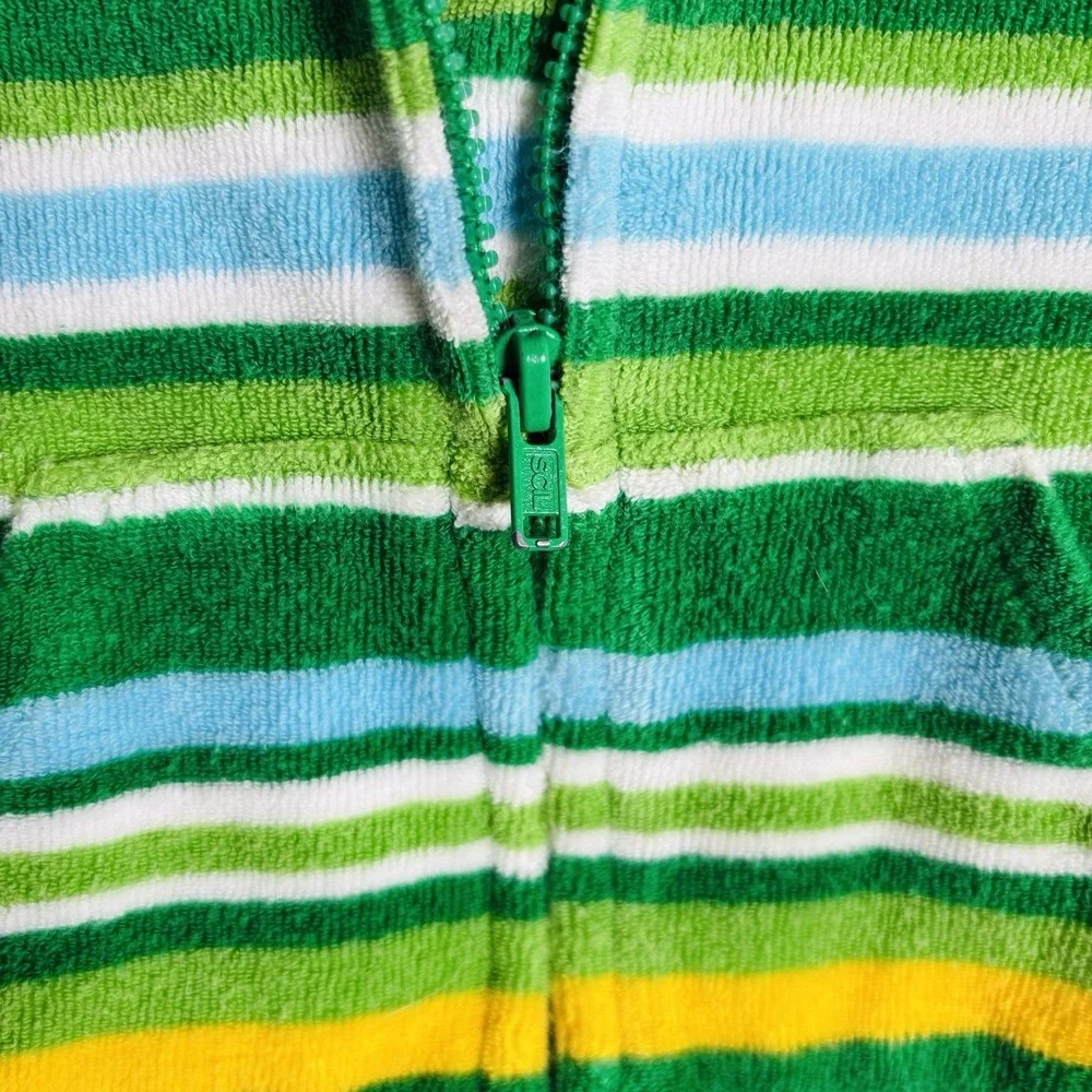 OshKosh Baby Terry Striped Fleece Jacket Jumper Light Green‎ Size XXL 12-18M